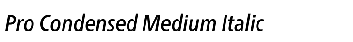 Neue Frutiger for PFERD group Pro Condensed Medium Italic